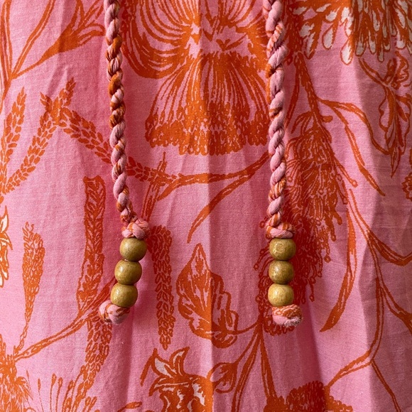 Antonio Melani Pink & Orange Floral Maxi Dress Cotton Size XS Tropical Summer - Picture 2 of 10
